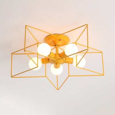 5 Lights Star Ceiling Light with Colorful Wire Guard Modern Chic Lighting Fixture for Children Room