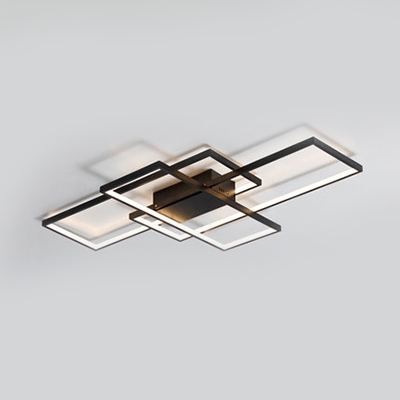 Black 3 Rectangle Frame Flush Light Nordic Style Metal LED Ceiling Light for Dining Room