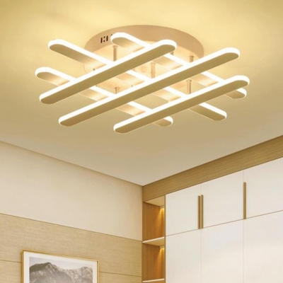 Crossroads Semi Flush Mount Light Simplicity Concise Silicon Gel LED Lighting Fixture in Neutral