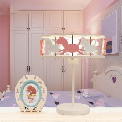 Cute Carousel 1 Light Table Pink, Table Lamp For Girl Room