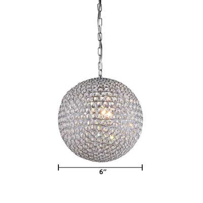 Luxury Modern Globe Suspension Light Crystal 2/4 Lights Decorative Chandelier in Chrome for Hotel Hall
