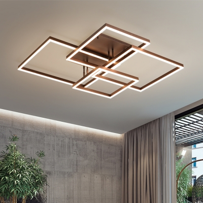 Metallic Geometric Pattern Ceiling Flush Mount Minimalist Energy Saving LED Flush Light in Brown