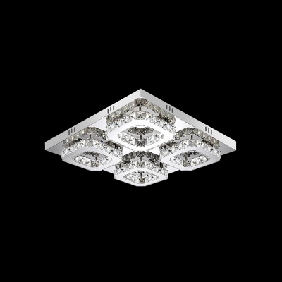 Modern Design Squared Semi Flush Light Stainless LED Ceiling Light with Clear Crystal