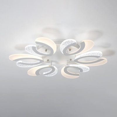 Nordic Style Ultra Thin Semi Flushmount 4/6 Lights Ceiling Lamp with White Metal Canopy