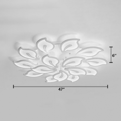 Simple Modern 2 Tiers Ceiling Light with Petal Metallic Multi Light LED Semi Flush Light Fixture in White
