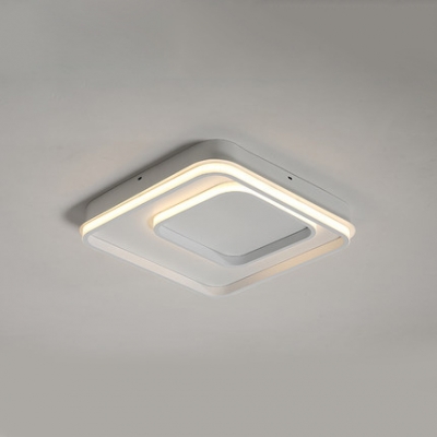Square Canopy LED Flush Light Modern Aluminum Flush Mount Lighting in White for Bedroom