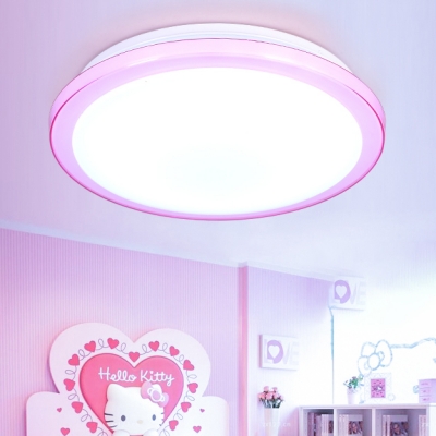 Ultra Thin LED Flush Light with Blue/Pink Acrylic Lampshade Modern Chic Ceiling Lamp