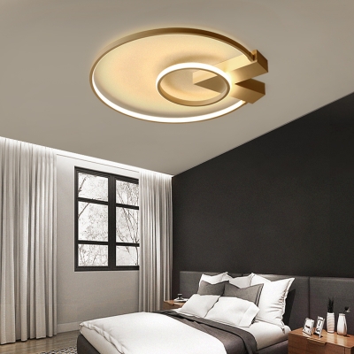 V Shape Canopy LED Ceiling Lamp with Ring Shade Modern Chic Metallic Flush Light in Gold