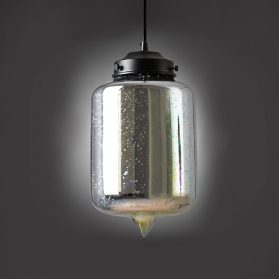 1 Bulb Jar Pendant Lighting Modern Design 3D Colored Glass Hanging Light in Black for Bar Counter