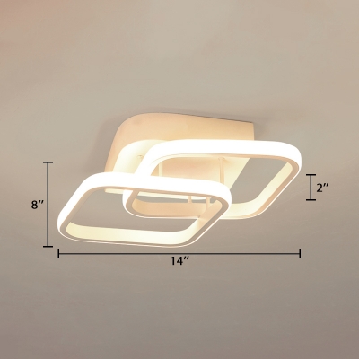 2 Tiers Squared Semi Flushmount Simplicity Aluminum Surface Mount Ceiling Light in Neutral