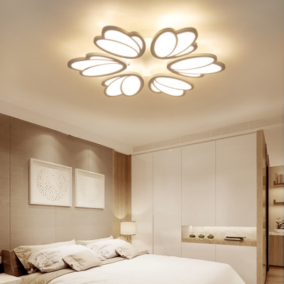 3/6 Heads Tulip Ceiling Light with Round Metal Canopy Modern Fashion LED Lighting Fixture in White