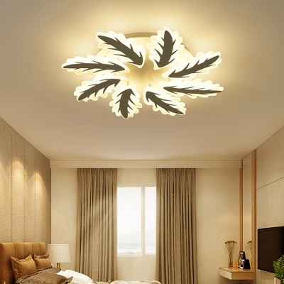 6/8 Lights Semi Flush Mount with Leaves Stylish Acrylic LED Ceiling Fixture for Sitting Room