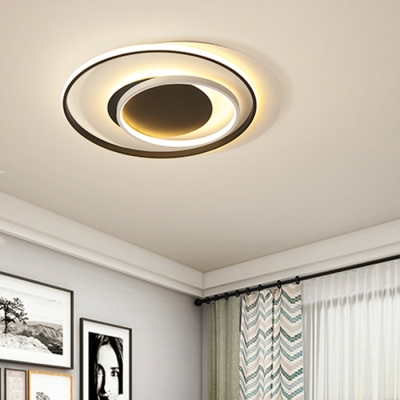 Acrylic 2 Ring Flush Light Fixture Modern Fashion LED Flush Mount in Warm/White for Hallway