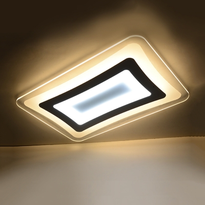 Acrylic Shade Oblong Flush Light Fixture Minimalist Nordic LED Flush Mount in Warm/White