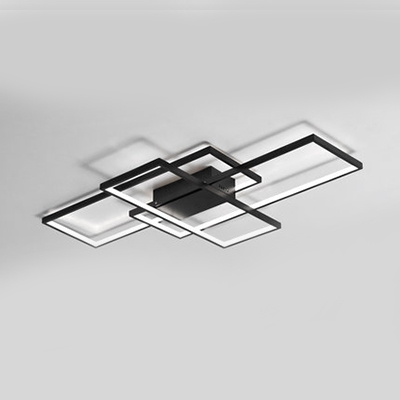 Black 3 Rectangle Frame Flush Light Nordic Style Metal LED Ceiling Light for Dining Room