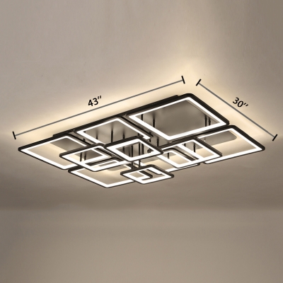 Black Squared LED Ceiling Light Simplicity Metallic Multi Light Indoor Lighting Fixture