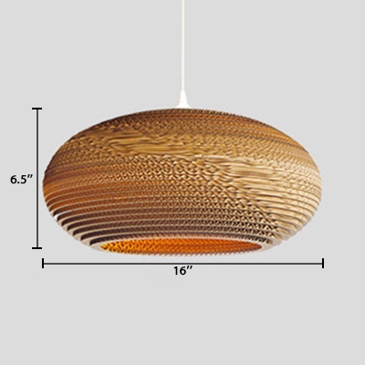 Brown Saucer Hanging Lamp Nordic Style Paper Single Head Suspension Light for Hotel Hall Corridor