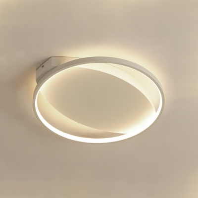 Circular Ceiling Fixture with Oval Metal Canopy Nordic Style LED Flush Mount Light in Warm/White