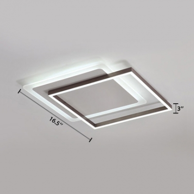 Eye Protection Square LED Flush Mount Simplicity Ceiling Lamp with Metal Frame Decoration