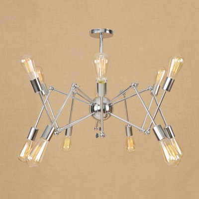 Iron Abstract Multi Arm Chandelier Retro Style 12/16 Bulbs Decorative Hanging Light Fixture