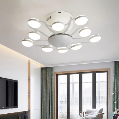 Metal Flared LED Flush Mount Nordic Style Multi Lights Ceiling Fixture in White for Restaurant