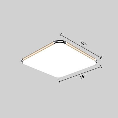 Minimalist Square LED Flushmount with Gold Frame Metal Ceiling Fixture for Coffee Shop