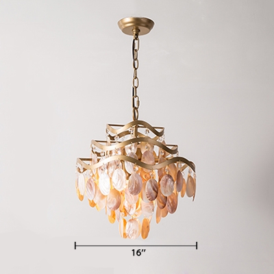 Modern Chic Tiered Suspension Light Shelly 4 Heads Art Deco Chandelier Lamp in Gold