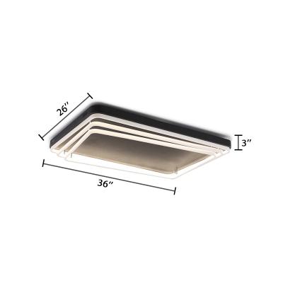 Modernism Tiered Ceiling Fixture Aluminum LED Flush Lighting with Black Canopy for Hotel Hall