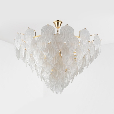 Multi Light Leaf Design Drop Light Nordic Style Seedy Glass Chandelier Lighting in Gold