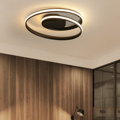 Silicon Gel Twist LED Flush Mount with Round Canopy Modern Fashion Ceiling Lamp in Black