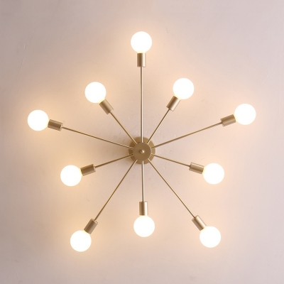 Soft Gold Branch Semi Flush Mount Light Modern Fashion Metal 8/10 Lights Art Deco Ceiling Lamp