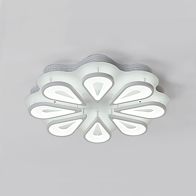 Teardrop LED Semi Flush Light Modern Design Acrylic 6/8 Lights Ceiling Fixture in Warm/White/Neutral