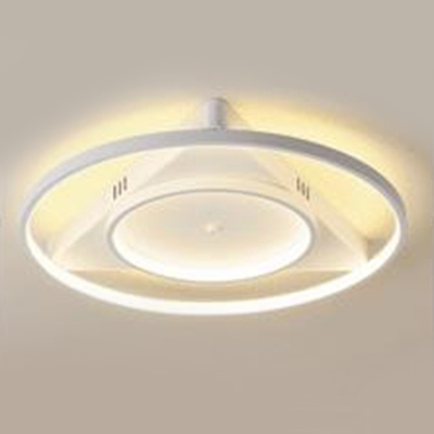 Triangle Canopy Flush Mount Light with Double Ring Minimalist Silicon Gel LED Ceiling Light in White
