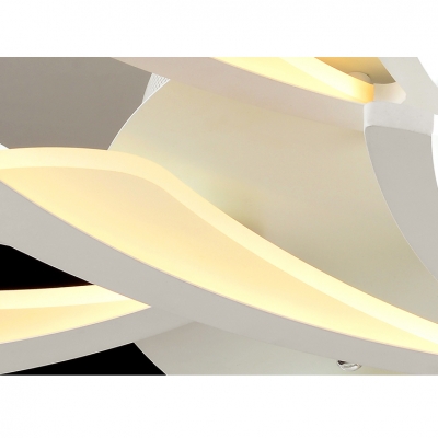 3/5 Lights Branch LED Semi Flush Light Contemporary Acrylic Lighting Fixture in White