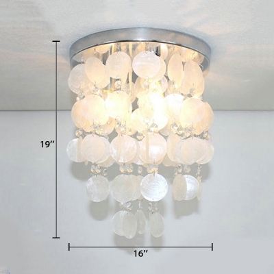 3 Heads Round Canopy Flush Mount Nordic Style Shelly Ceiling Lamp in Chrome for Hallway