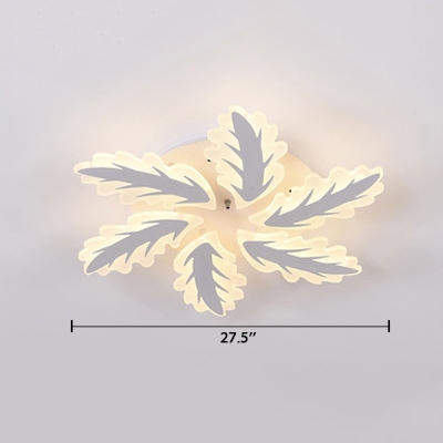 6/8 Lights Semi Flush Mount with Leaves Stylish Acrylic LED Ceiling Fixture for Sitting Room