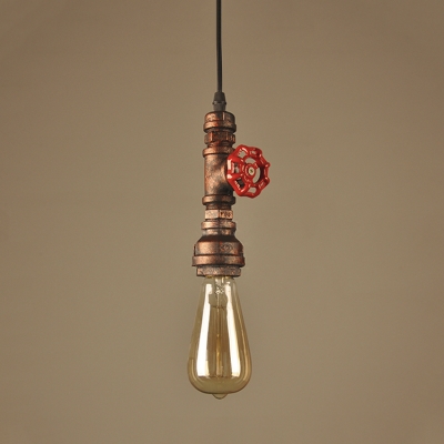 Antique Bronze Valve Pendant Light Industrial Single Light Hanging Pendant Fixture