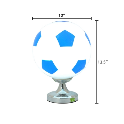 Blue/Red Football Standing Table Light Glass Shade 1 Head Table Lamp for Boys Room