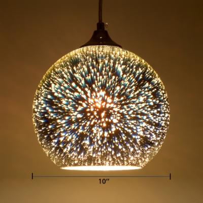 Global Hanging Lamp with Meteor Shower Design Contemporary 3D Colored Glass 1 Head Suspension Light