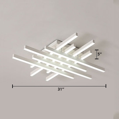 Metal Crossed Lines LED Ceiling Light Simplicity 8 Lights Decorative Flush Light in Warm/White