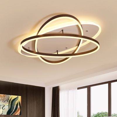 Metal Ellipse LED Ceiling Fixture Contemporary Decorative Flush Mount in Warm/White
