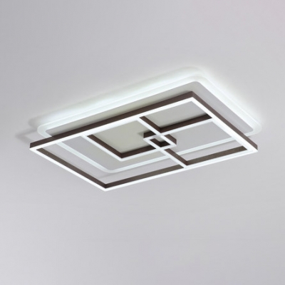 Modern Rectangle LED Ceiling Lamp Metal Eye Protection Flush Mount Lighting in Warm/White