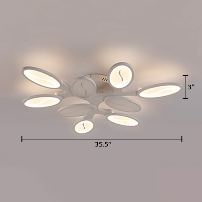 Multi Light Oval Semi Flushmount Minimalist Modern Acrylic LED Semi Flush Light in White