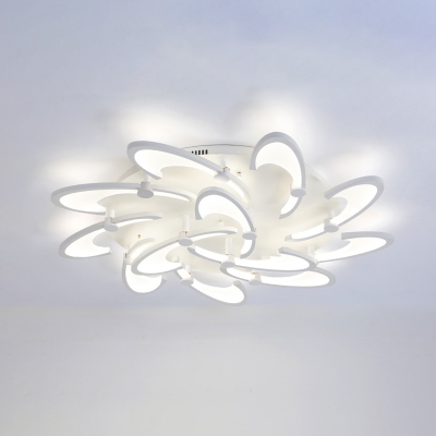 Multi Light Windmill LED Ceiling Lamp Modern Fashion Metal Semi Flush Mount Light in White for Living Room