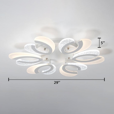 Nordic Style Ultra Thin Semi Flushmount 4/6 Lights Ceiling Lamp with White Metal Canopy