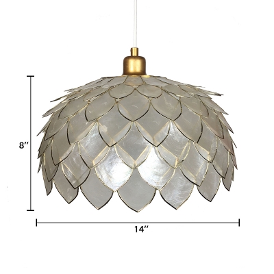 Pinecone Style Ceiling Pendant Light Designer Style White Shell Single Head Hanging Lamp