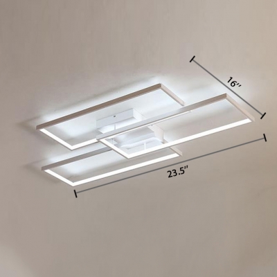 Rectangular LED Flush Mount Light Minimalist Metallic Decorative Flushmount in Warm/White