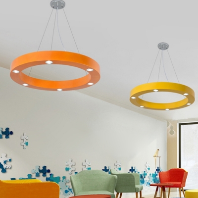 Ring Shape 6-LED Flush Ceiling Light Orange/Yellow Metal Ceiling Lamp for Corridor