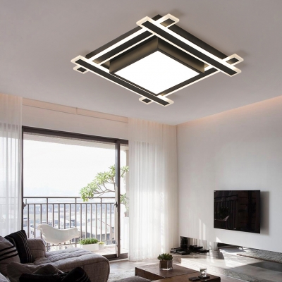 Square Flush Light Fixture Modern Design Acrylic LED Ceiling Flush Mount in Warm/White for Office