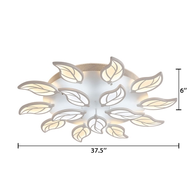 Tiered LED Ceiling Light with Leaf Design Modernism Acrylic Multi Light Indoor Lighting Fixture in White